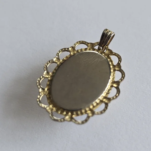Vintage pendant silver clear cabochon Gold tone setting charm boho - Picture 11 of 12